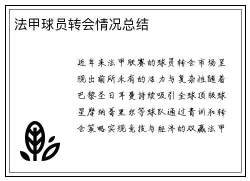 法甲球员转会情况总结
